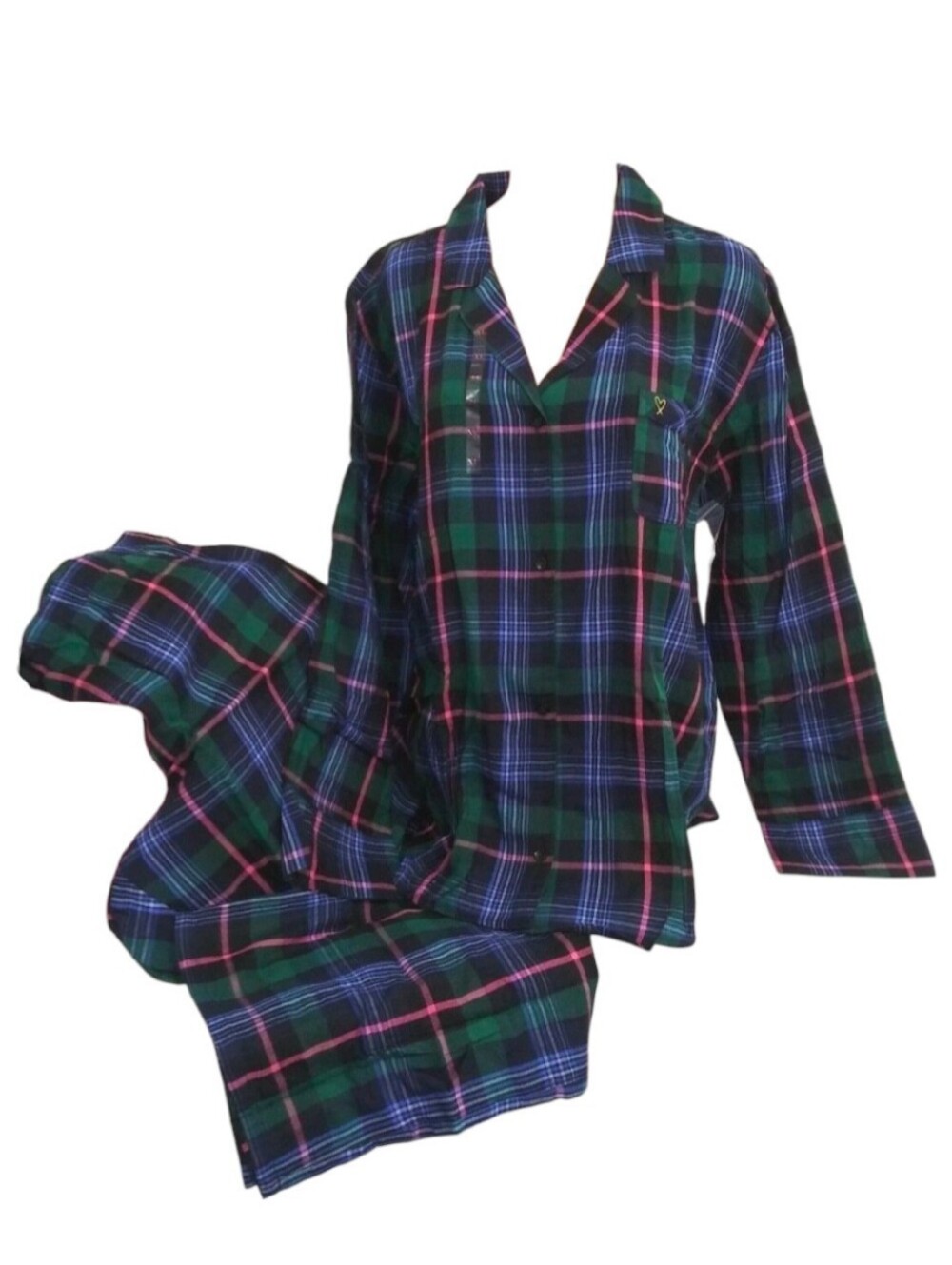 Victorias Secret 2018 Super Soft Cotton Modal Plaid Pajama Set Pajamas Med Long